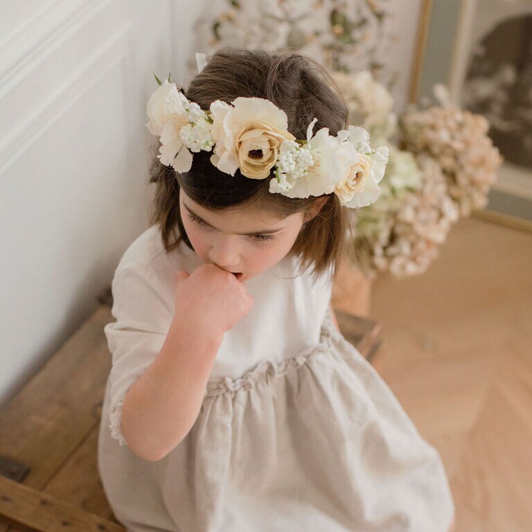 Robe cérémonie mariage avec bandeau pour petite fille