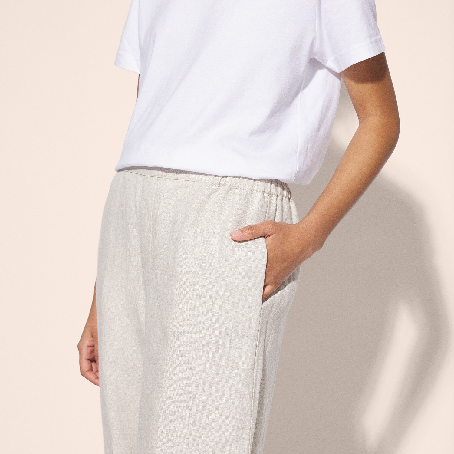 Pantalon taille élastique en lin