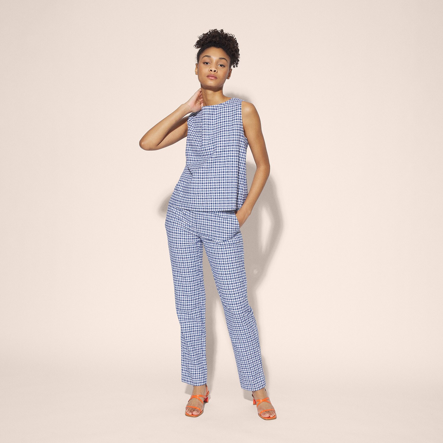 Pantalon jacquard vichy