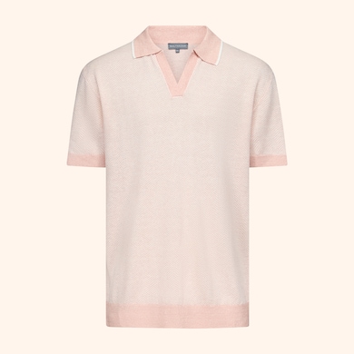 Polo col skipper armur&eacute; chevron, , hi-res
