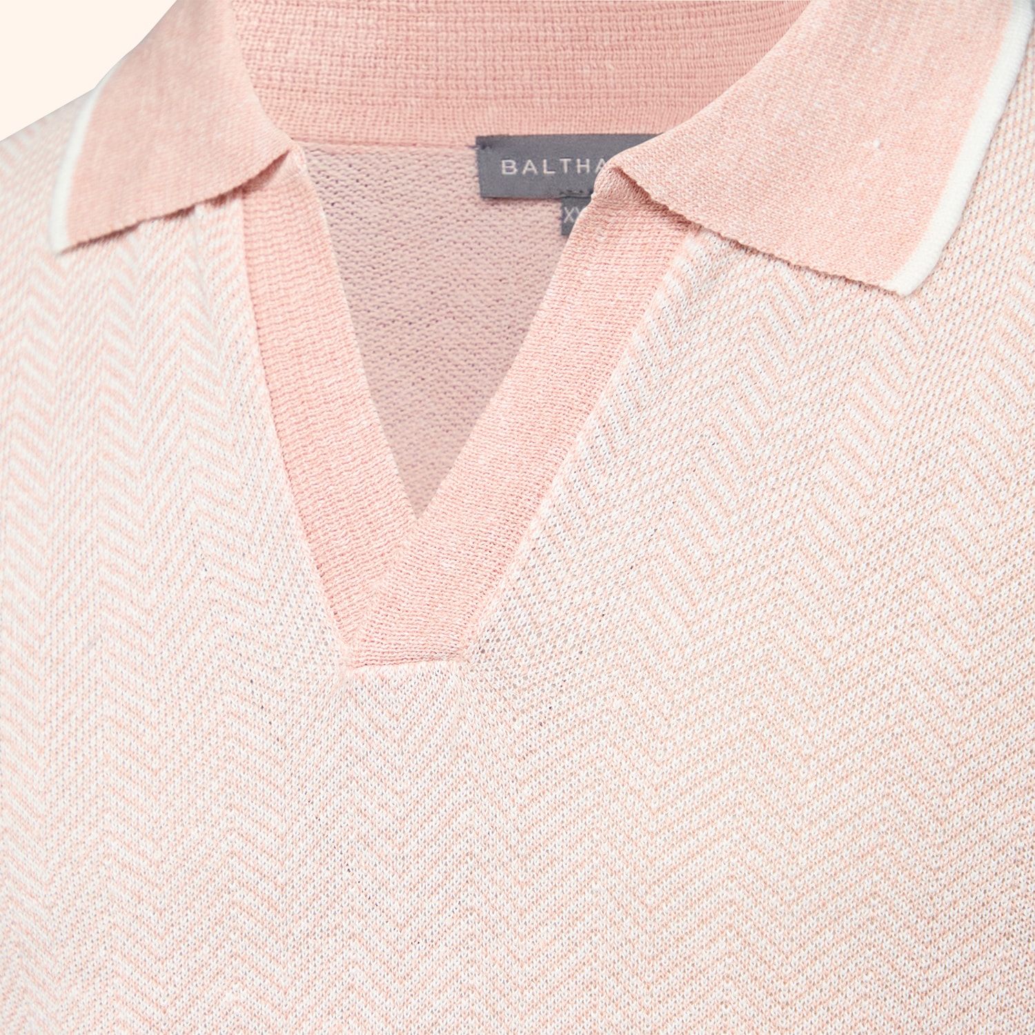 Polo col skipper armur&eacute; chevron