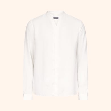 Chemise col ouvert en lin, , hi-res