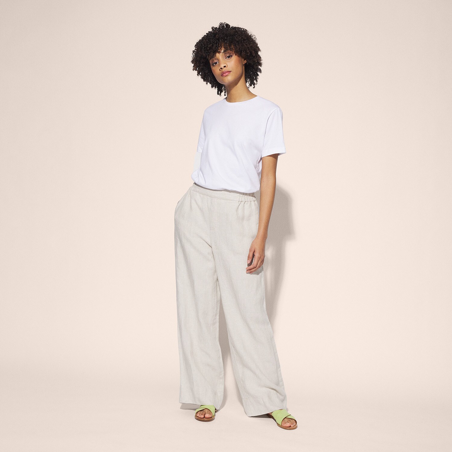 Pantalon taille élastique en lin