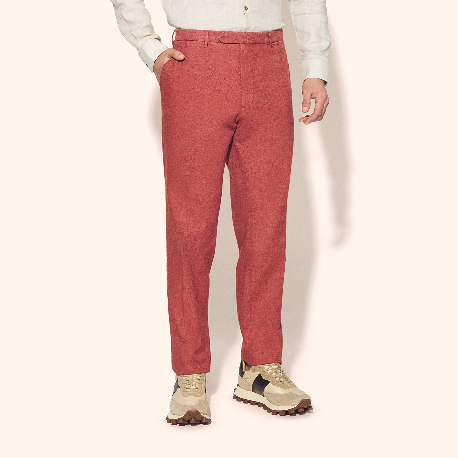 Pantalon en lin moucheté