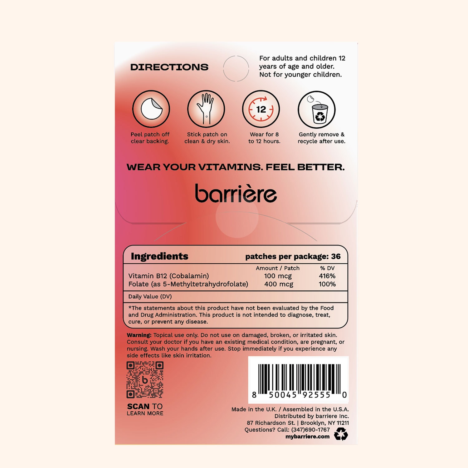 ENERGY BOOST Vitamin B12 Patch 36pk- Icons