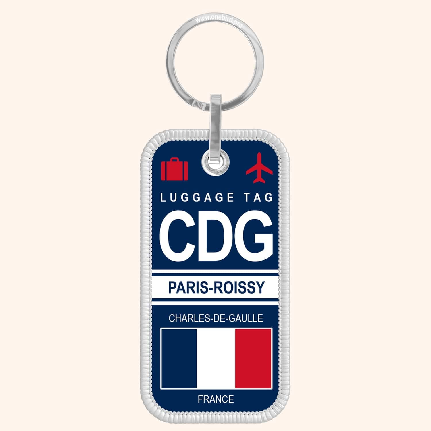 Porte-clés flamme Airport code CDG - Paris Roissy