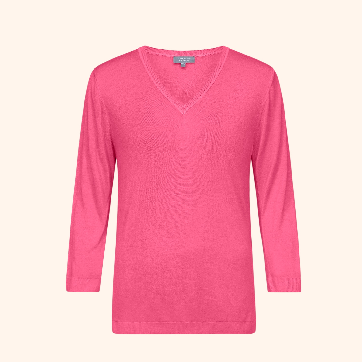 T-shirt col V manches 3/4