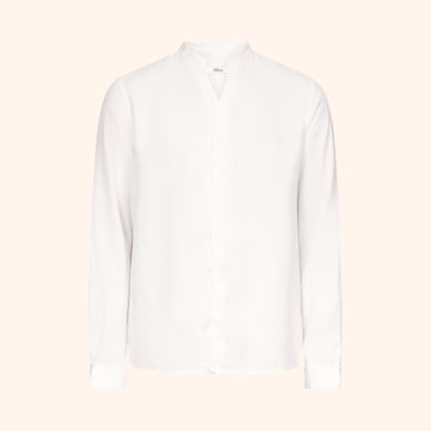 Chemise col ouvert en lin, , hi-res