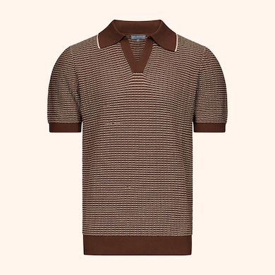 Polo col skipper armur&eacute; bicolore, , hi-res