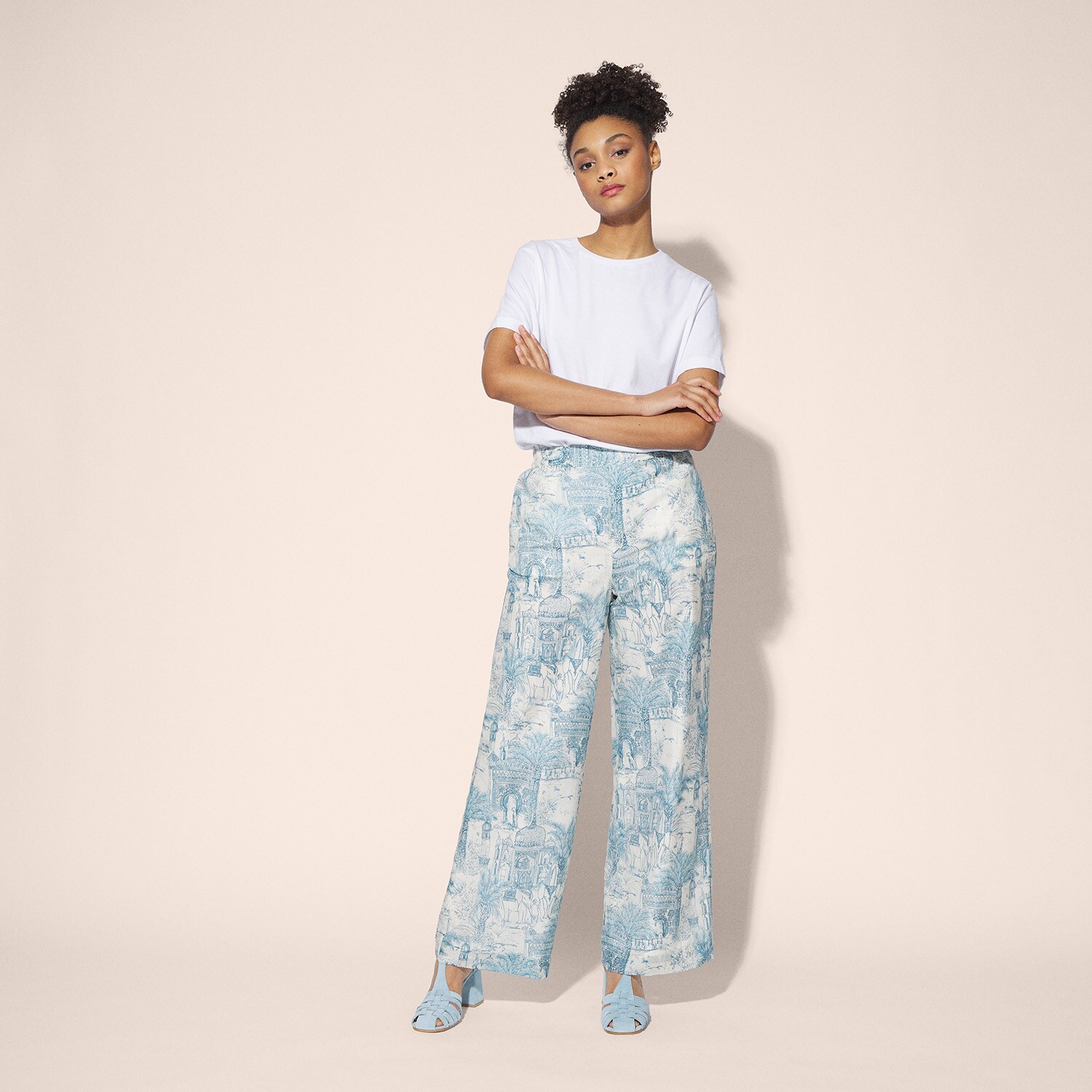 Pantalon esprit toile de jouy