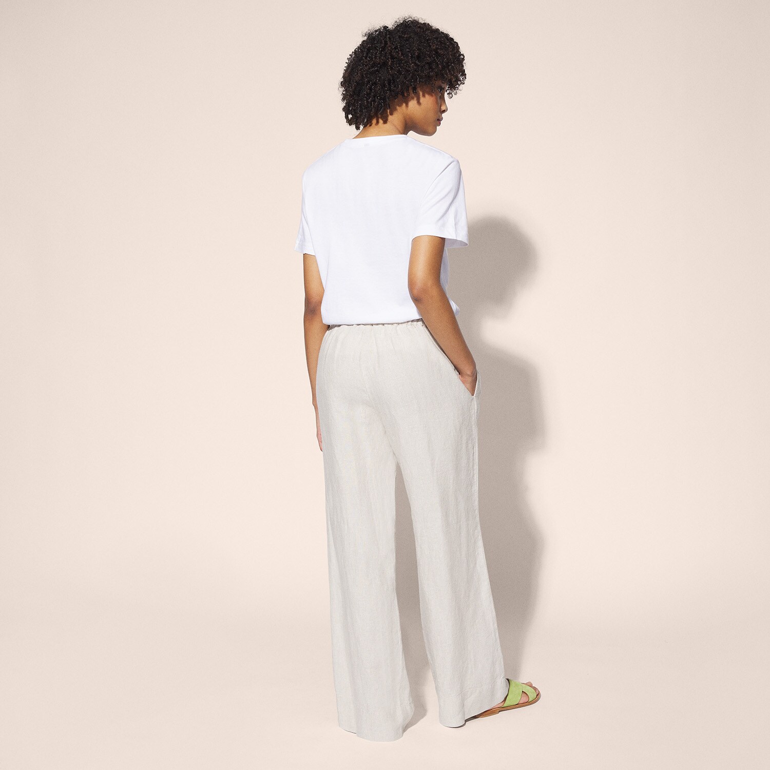 Pantalon taille élastique en lin