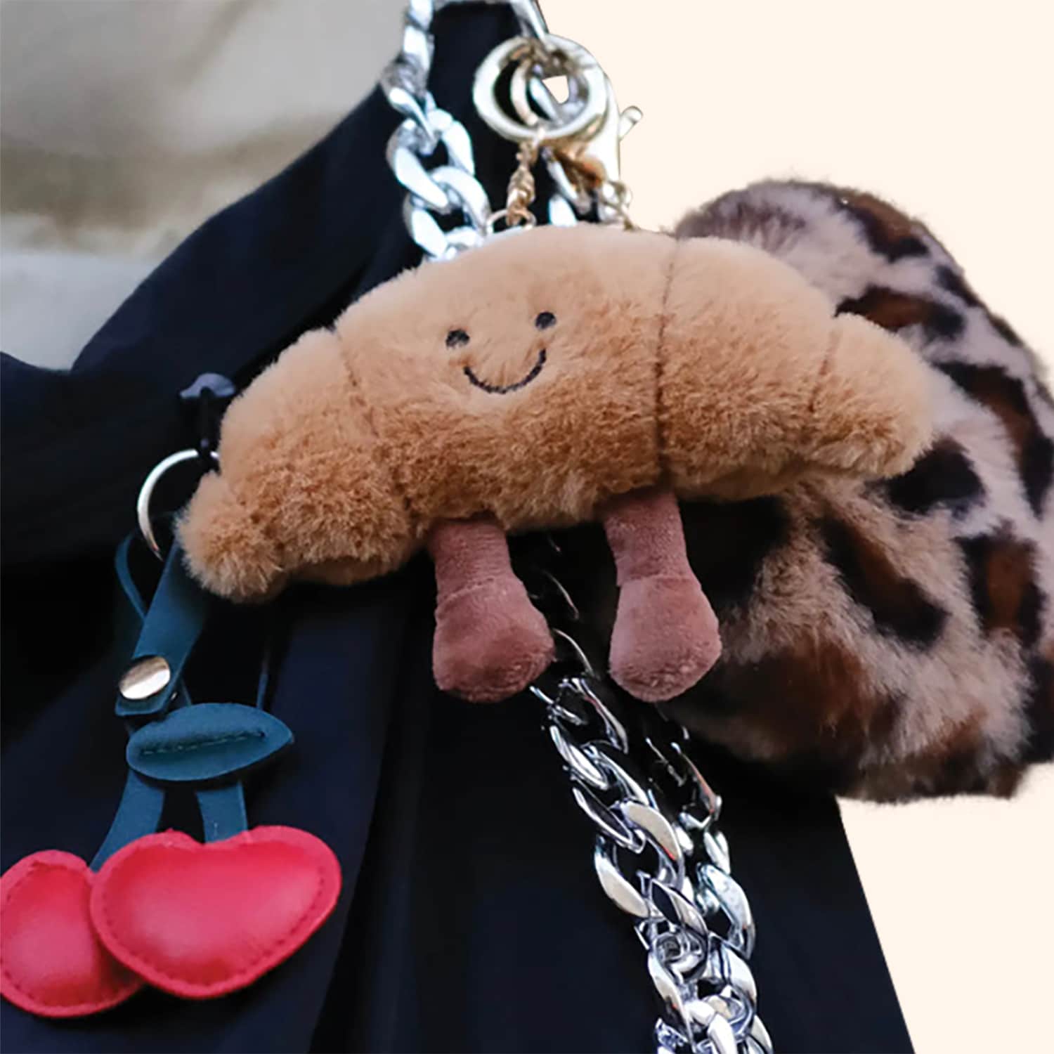 Porte clé peluche croissant