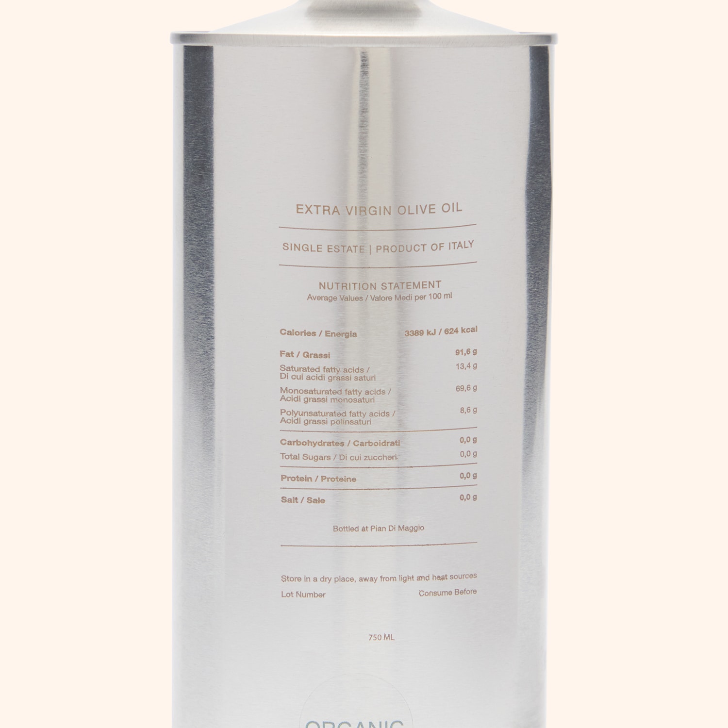 Huile d'olive extra vierge certifi&eacute;e biologique